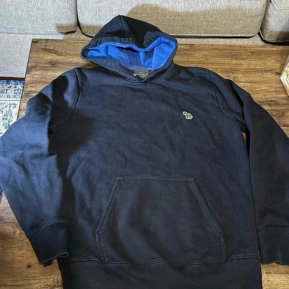 PS Paul Smith Zebra Logo Organic Cotton Hoodie Black Sweatshirt Size Medium - Picture 2 of 14